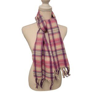 Lochmere Merino Wool & Cashmere Blend Scarf Colorful Plaid Tutti Frutti